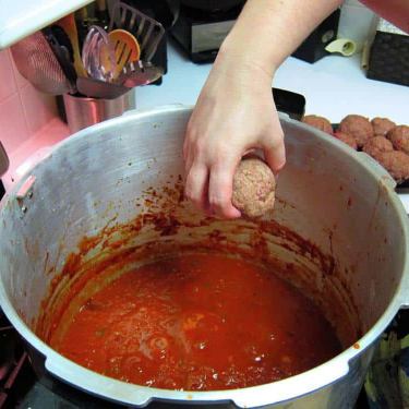 add meatballs to the marinara sauce