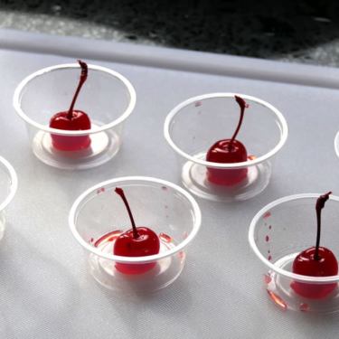 cherries in jello shot cups