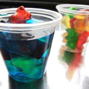 drunken blue curacao gummy bear shots1