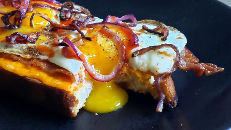 Egg sandwich with runny yolk