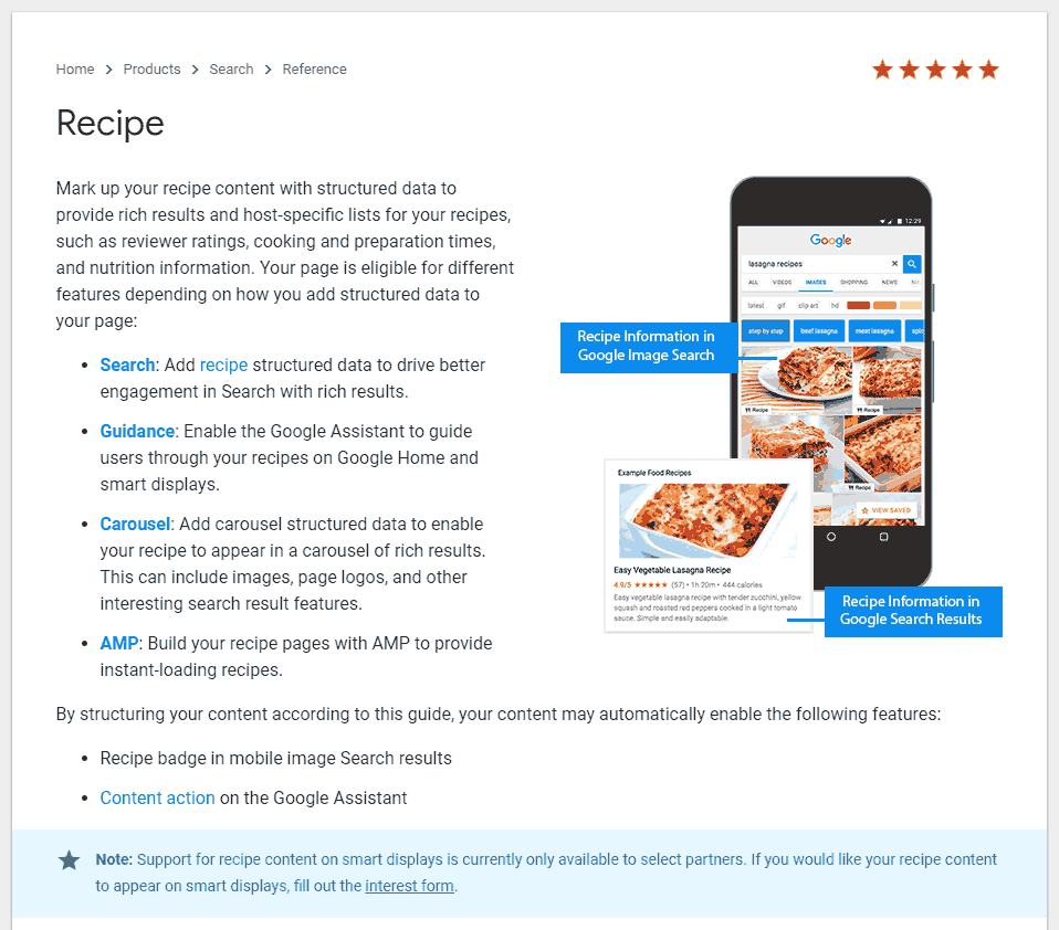 Google recipe schema guidelines