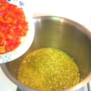 sauteeing onion garlic pepper