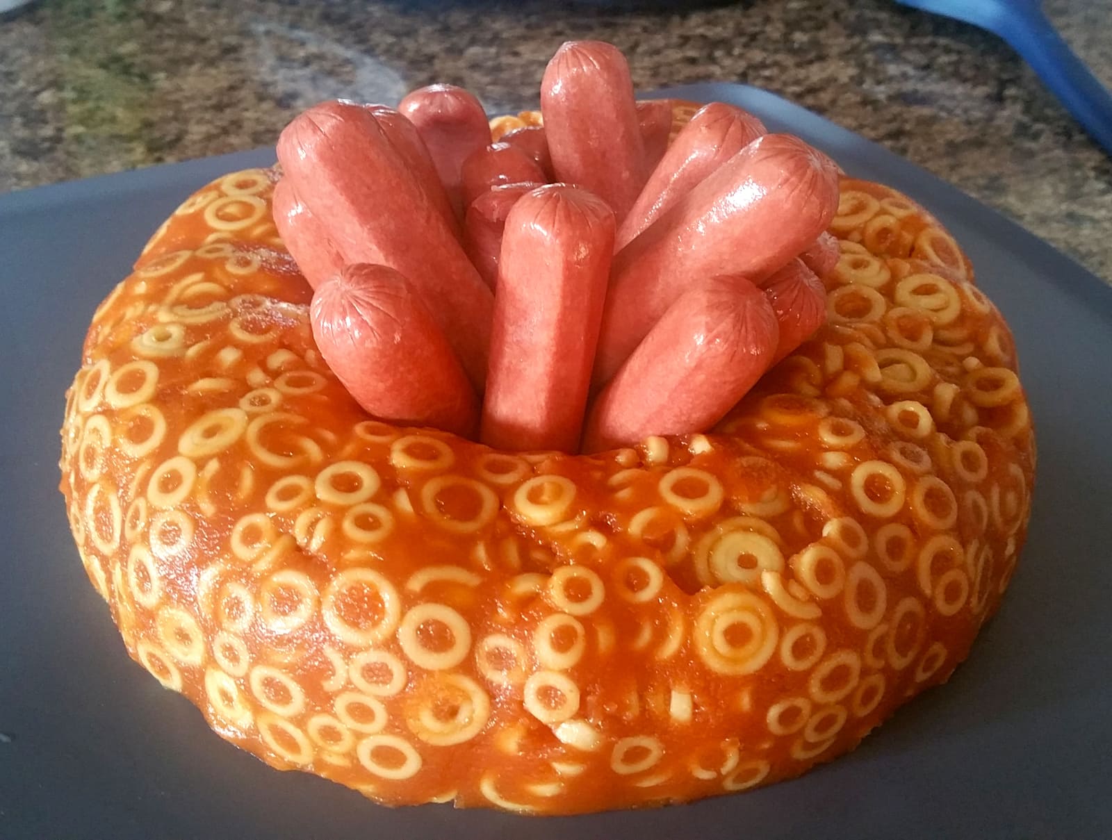 1950s Retro Spaghettios & Franks Jello Mold Cake - Cookbook Community